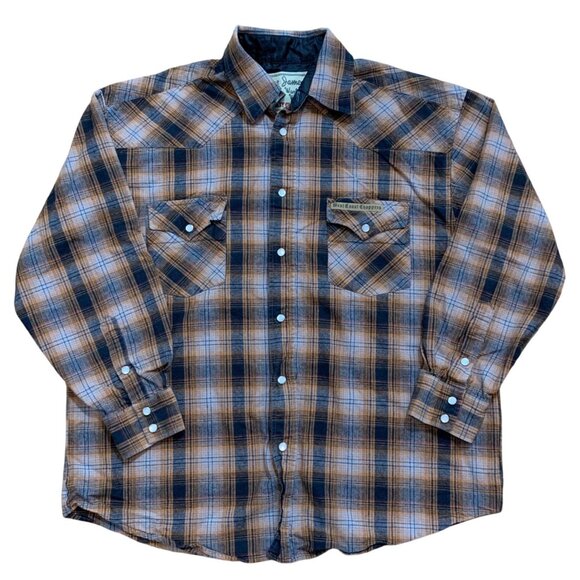 Jesse James Workwear West Coast Choppers Mens Plaid Snap Button Flannel Shirt L - Picture 1 of 11